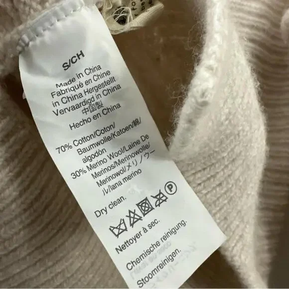 Madewell Women’s Ruffle-Neck Pullover Sweater in Cotton-Merino Yarn Size S - Picture 5 of 6